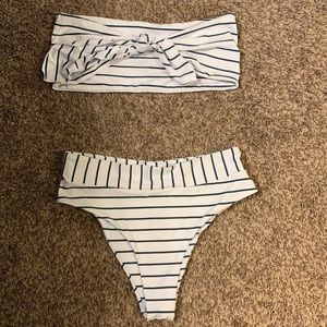 High wasted striped bikini